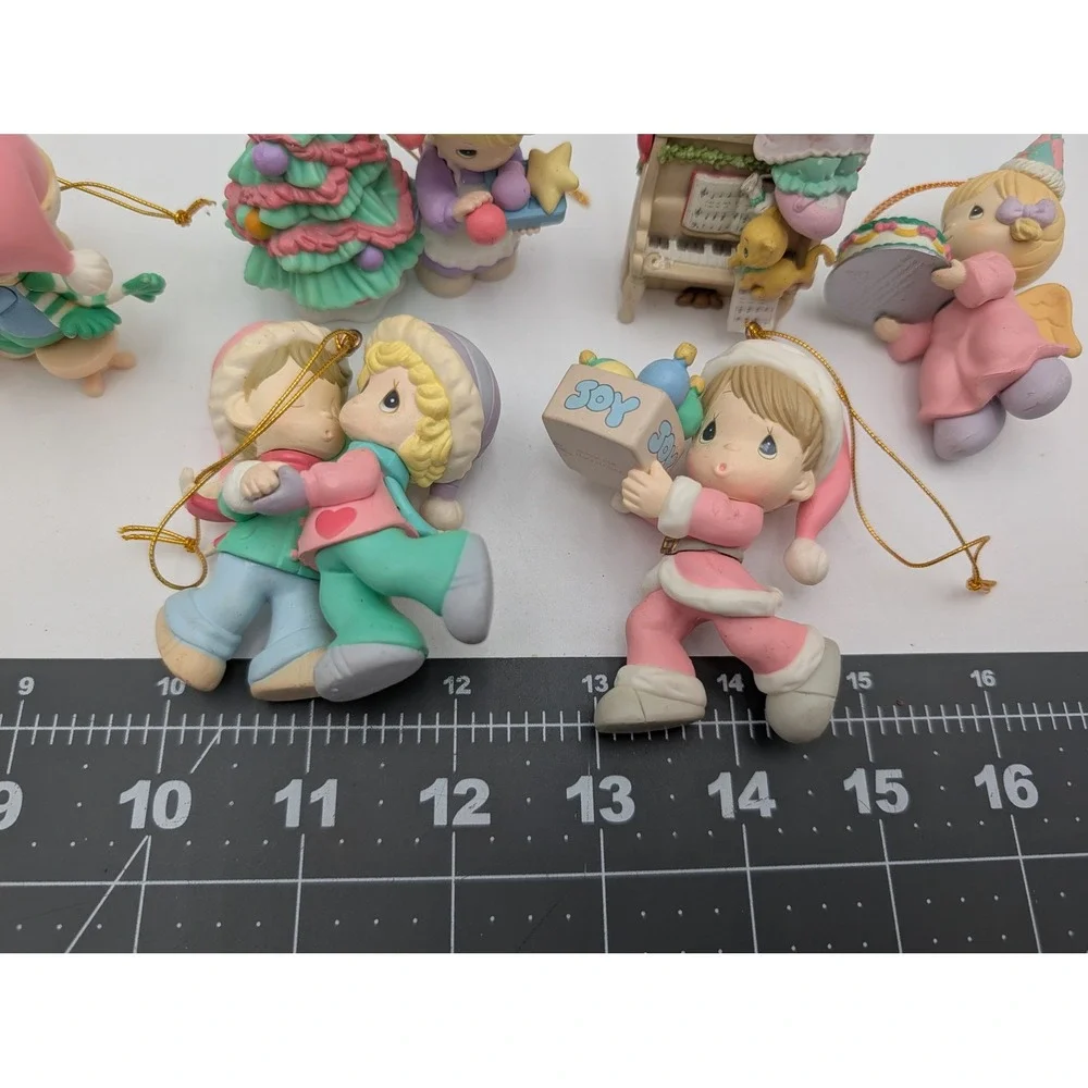 Precious Moments Christmas Ornaments Lot Pastel Holiday Birthday Figurines